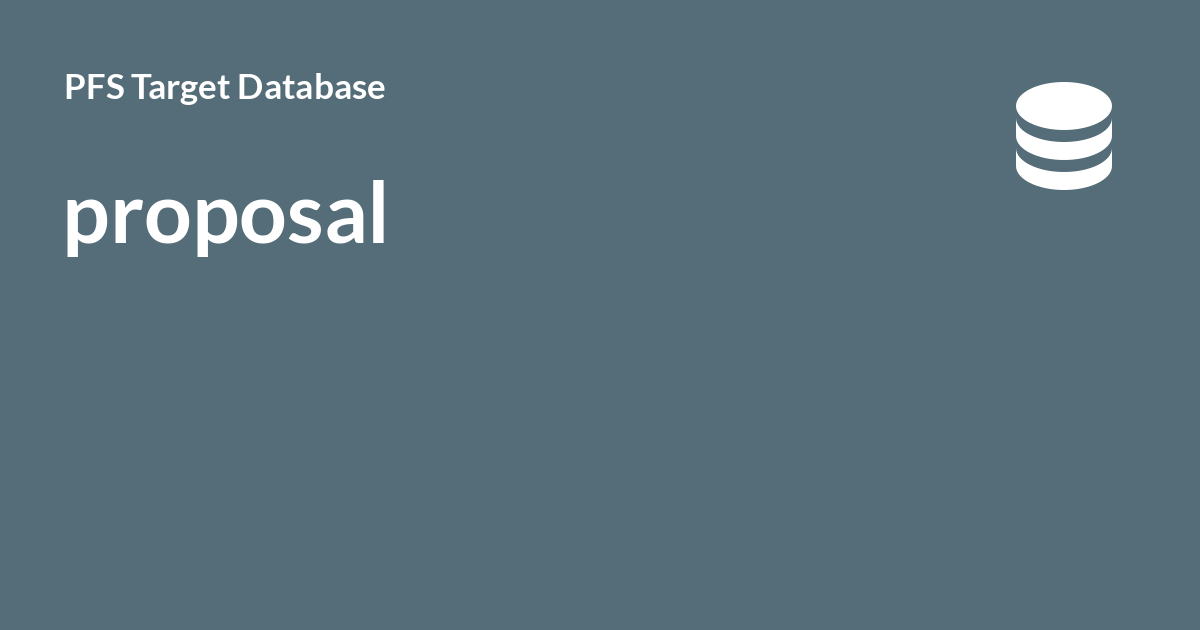 proposal - PFS Target Database